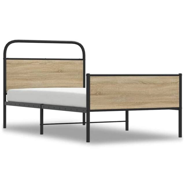 Berkfield Home Bed Frame without Mattress 100x200 cm Sonoma Oak Engineered Wood in Light Brown - image 1