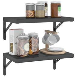 Berkfield Home Wall Shelves 2 pcs 50x30x3 cm Black Stainless Steel - Size: 50 x 30 x 3 cm - thumbnail 4