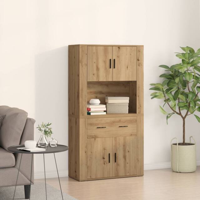 Berkfield Home Highboard Artisan Oak 80x33x150 cm Engineered Wood in Brown - Size: 80 x 33 x 150 cm - image 1