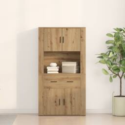 Berkfield Home Highboard Artisan Oak 80x33x150 cm Engineered Wood in Brown - Size: 80 x 33 x 150 cm - thumbnail 4