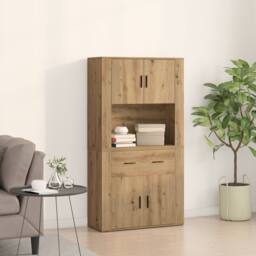 Berkfield Home Highboard Artisan Oak 80x33x150 cm Engineered Wood in Brown - Size: 80 x 33 x 150 cm - thumbnail 1