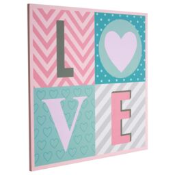 Orsina Kids Love Wall Plaque, Inspirational & Motivational Wall Art for Kids, MDF Wall Plaque, Hanging Wall Plaque in Pink - thumbnail 2