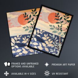"Artery8 Sunset in Coastal Trees Painting Zen Calm Warm Wall Art Print - Size: W18"" x H24""" - thumbnail 2