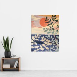 "Artery8 Sunset in Coastal Trees Painting Zen Calm Warm Wall Art Print - Size: W18"" x H24""" - thumbnail 4