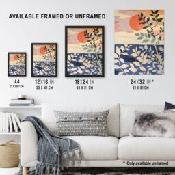 "Artery8 Sunset in Coastal Trees Painting Zen Calm Warm Wall Art Print - Size: W18"" x H24""" - thumbnail 3