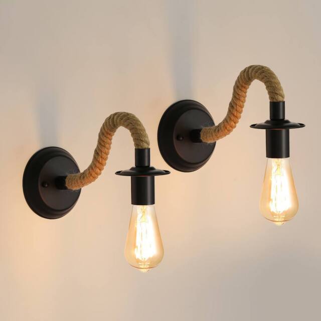 Pheashine Retro wall lamp, 2-pack, E27 lamp Light bulb not included Indoor use in Black - image 1