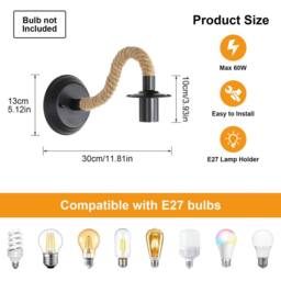 Pheashine Retro wall lamp, 2-pack, E27 lamp Light bulb not included Indoor use in Black - thumbnail 3