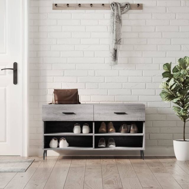 Berkfield Home Shoe Bench Grey Sonoma 102x35x55 cm Engineered Wood - Size: 102 x 35 x 55 cm - image 1