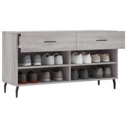 Berkfield Home Shoe Bench Grey Sonoma 102x35x55 cm Engineered Wood - Size: 102 x 35 x 55 cm - thumbnail 4