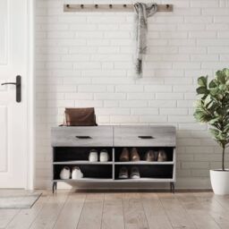 Berkfield Home Shoe Bench Grey Sonoma 102x35x55 cm Engineered Wood - Size: 102 x 35 x 55 cm - thumbnail 1