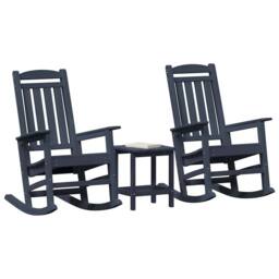 Berkfield Home 3 Piece Garden Lounge Set Navy Blue HDPE - thumbnail 3