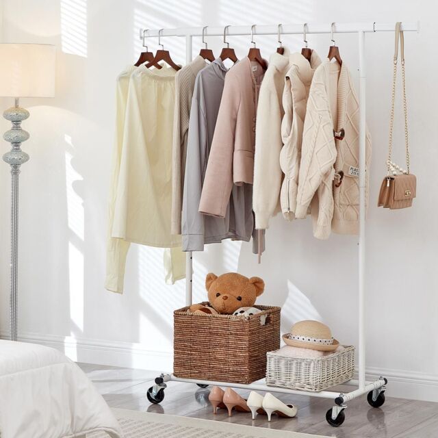 House of Home Heavy Duty White Clothes Rail Adjustable Width & Height - image 1