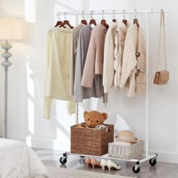 House of Home Heavy Duty White Clothes Rail Adjustable Width & Height - thumbnail 1