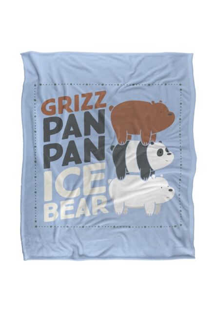 Cartoon Network We Bare Bears Grizz Pan Pan Ice Bear Silky Touch Super Soft Throw Blanket 152 X 127 cm in White - image 1