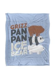 Cartoon Network We Bare Bears Grizz Pan Pan Ice Bear Silky Touch Super Soft Throw Blanket 152 X 127 cm in White - thumbnail 1