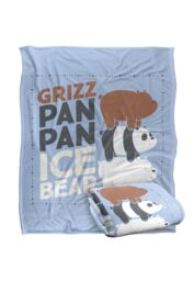 Cartoon Network We Bare Bears Grizz Pan Pan Ice Bear Silky Touch Super Soft Throw Blanket 152 X 127 cm in White - thumbnail 2