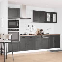Berkfield Home Elegant 7 Piece Kitchen Cabinet Set Kalmar Black Engineered Wood - thumbnail 1