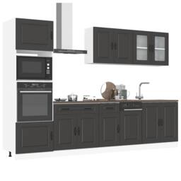 Berkfield Home Elegant 7 Piece Kitchen Cabinet Set Kalmar Black Engineered Wood - thumbnail 2
