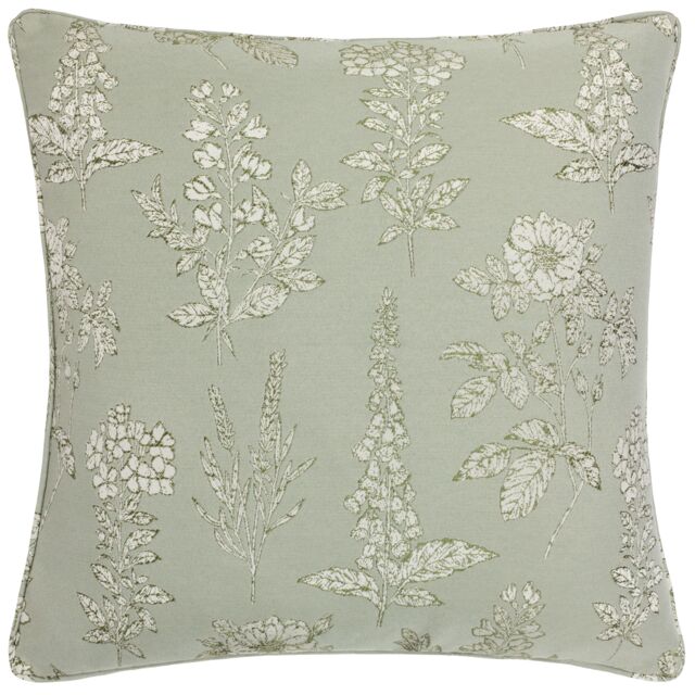 Wylder Nature Sophia Botanical Embroidered Cushion in Light Green - Size: 50 cm x 50 cm - image 1