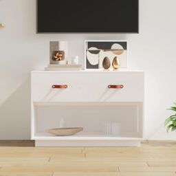Berkfield Home TV Cabinet White 90x40x60 cm Solid Wood Pine - Size: 90 x 40 x 60 cm