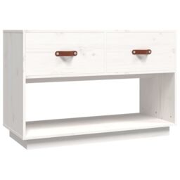 Berkfield Home TV Cabinet White 90x40x60 cm Solid Wood Pine - Size: 90 x 40 x 60 cm - thumbnail 2