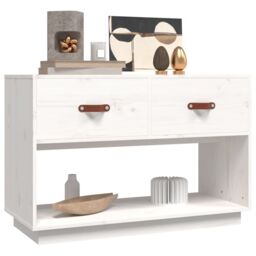 Berkfield Home TV Cabinet White 90x40x60 cm Solid Wood Pine - Size: 90 x 40 x 60 cm - thumbnail 4