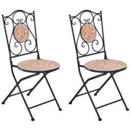 Wyld and Coco Black Metal Garden Chairs Set 2 Terrazzo Ceramic Insets Vintage - thumbnail 3