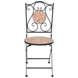 Wyld and Coco Black Metal Garden Chairs Set 2 Terrazzo Ceramic Insets Vintage - thumbnail 6