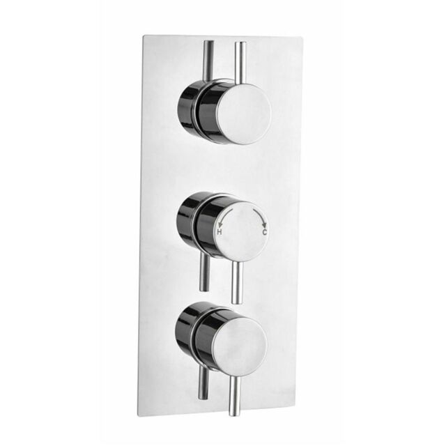 Clifton Concealed Triple Thermostatic Shower Mixer Valve with 2 Outlets in Metallic Silver