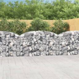 Berkfield Home Decorative Arched Gabion Basket 200x50x100/120 cm Galvanised Iron in Silver - thumbnail 2