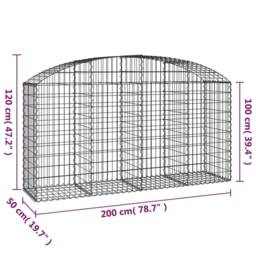 Berkfield Home Decorative Arched Gabion Basket 200x50x100/120 cm Galvanised Iron in Silver - thumbnail 5