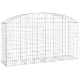 Berkfield Home Decorative Arched Gabion Basket 200x50x100/120 cm Galvanised Iron in Silver - thumbnail 3