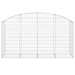 Berkfield Home Decorative Arched Gabion Basket 200x50x100/120 cm Galvanised Iron in Silver - thumbnail 1