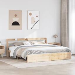 Berkfield Home Bed Frame with Headboard without Mattress 180x200 cm Super King in Light Brown - thumbnail 2