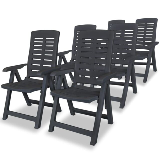Berkfield Home Reclining Garden Chairs 6 pcs Plastic Anthracite in Black - image 1