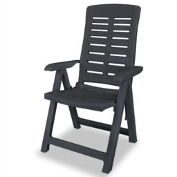 Berkfield Home Reclining Garden Chairs 6 pcs Plastic Anthracite in Black - thumbnail 3