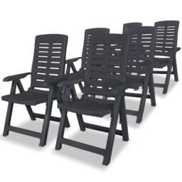 Berkfield Home Reclining Garden Chairs 6 pcs Plastic Anthracite in Black
