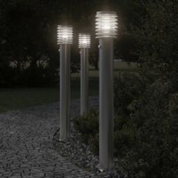 Berkfield Home Outdoor Floor Lamp with Sensor Silver 110cm Stainless Steel - thumbnail 1