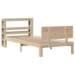 Berkfield Home Bed Frame with Headboard without Mattress 90x190 cm Single in Brown - thumbnail 3