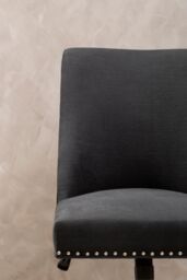 Orsina Black Fabric Home Office Chair, Black Upholstery with Stud-Trim Detailing, Swivel Wooden Base with Castors - thumbnail 4
