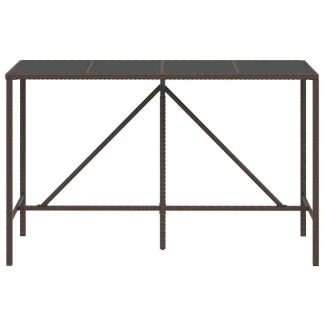 Berkfield Home Beautiful Bar Table with Glass Top Brown 180x70x110 cm Poly Rattan - Size: 180 x 70 x 110 cm - image 1