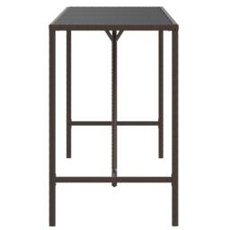 Berkfield Home Beautiful Bar Table with Glass Top Brown 180x70x110 cm Poly Rattan - Size: 180 x 70 x 110 cm - thumbnail 4