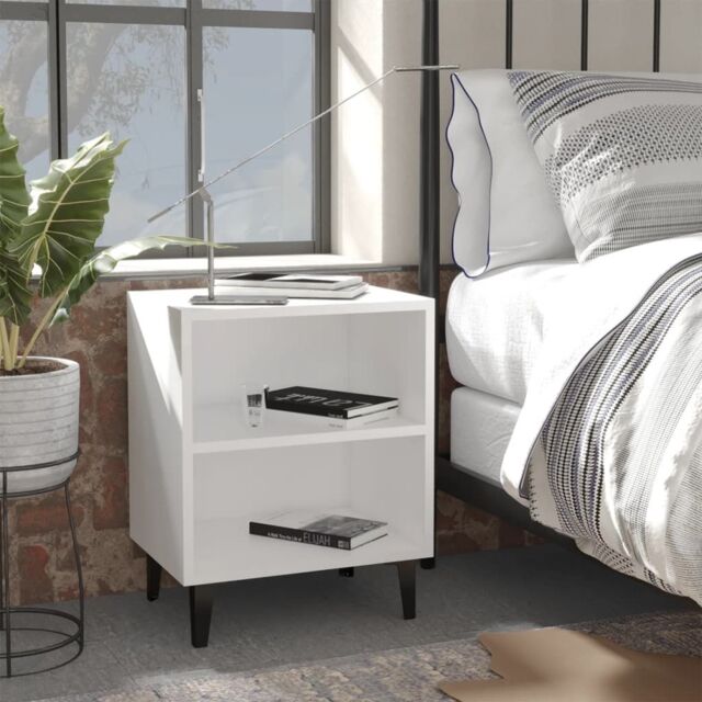 Berkfield Home Bed Cabinet with Metal Legs White 40x30x50 cm - Size: 40 x 30 x 50 cm - image 1