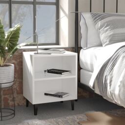 Berkfield Home Bed Cabinet with Metal Legs White 40x30x50 cm - Size: 40 x 30 x 50 cm - thumbnail 1