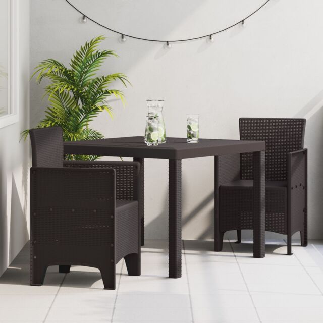 Berkfield Home Garden Dining Set Set of 3 Dark Brown Polypropylene Resin - image 1
