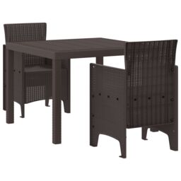 Berkfield Home Garden Dining Set Set of 3 Dark Brown Polypropylene Resin - thumbnail 2