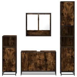 Berkfield Home 4¬†Piece Bathroom Furniture Set¬†Smoked Oak Engineered Wood in Brown - thumbnail 5