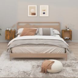 Berkfield Home Wall-mounted Bedside Cabinets 2 pcs Smoked Oak 50x30x47 cm in Brown - Size: 50 x 30 x 47 cm - thumbnail 1