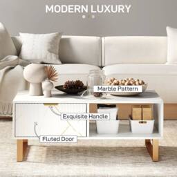Kelvenix Marble-Effect Coffee Table white - Size: 0.6m2 - thumbnail 3