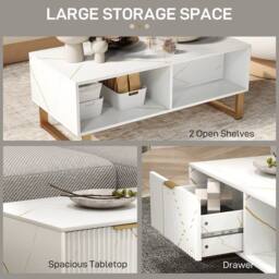 Kelvenix Marble-Effect Coffee Table white - Size: 0.6m2 - thumbnail 4